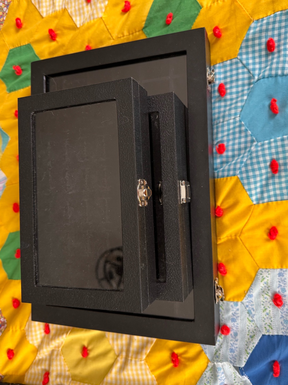 Black Jewelry Display Box with Clear Front Panel - Set of 3